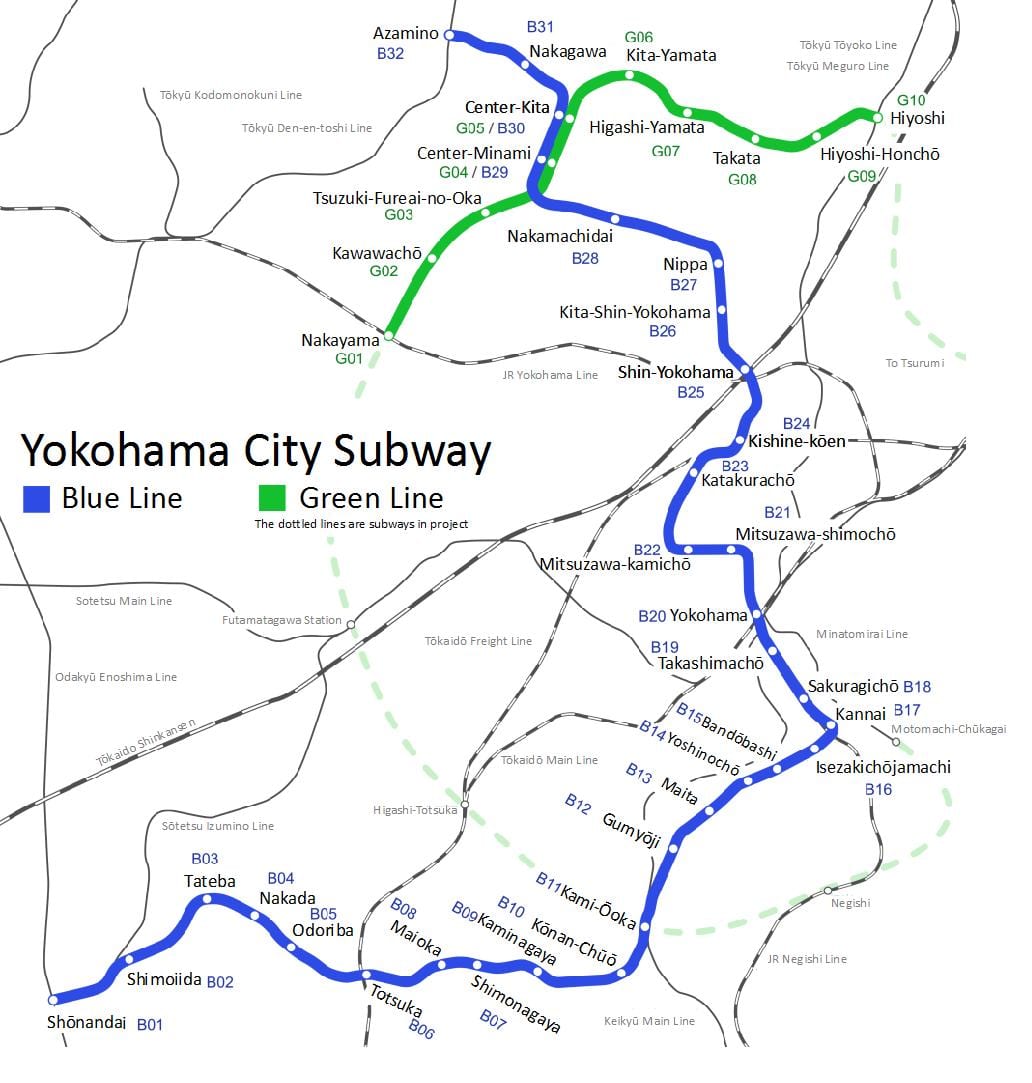 Yokohama mappa della metropolitana