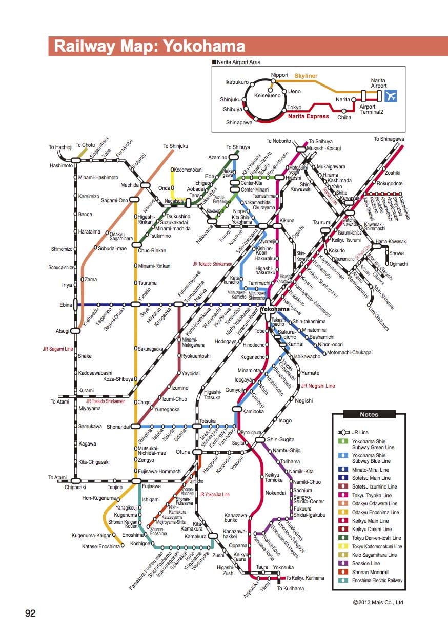Tokyo, Yokohama mappa del treno